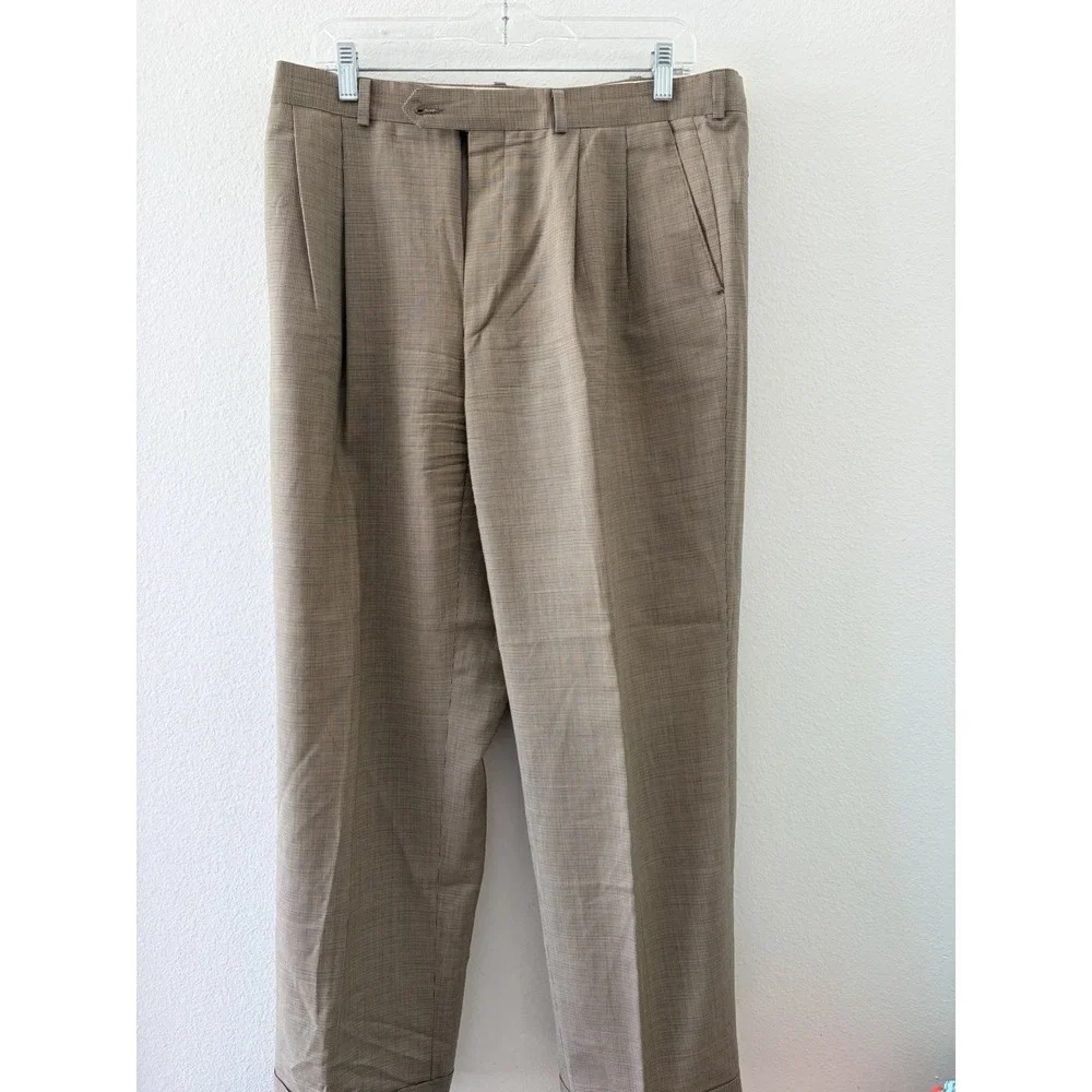 Polo University Ralph Lauren Mens Dress Pants 34 Brown Houndstooth Wool